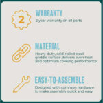 Char-Broil 22 In. Performance Series Folding Cart 2 Burner Portable Propane Gas Griddle