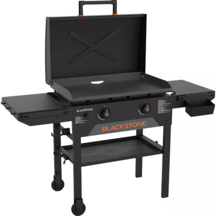 Blackstone Original Omnivore 28 In. 2-Burner Propane Gas Griddle with Hood Flat Top Grill, Black